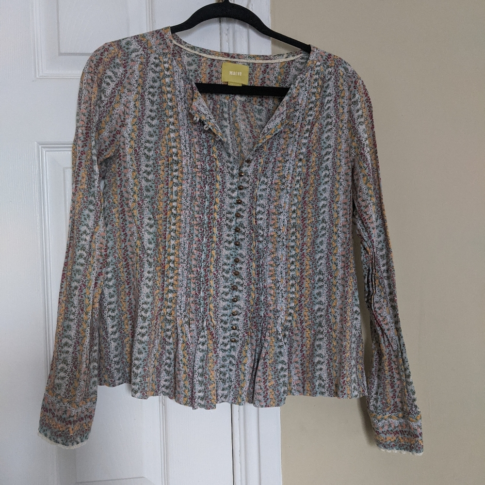 anthropologie Maeve buttoned blouse